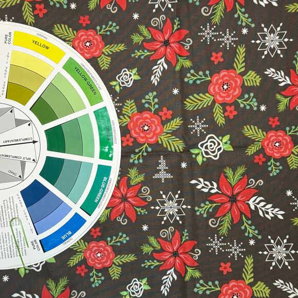 Winter Wonder Charcoal - Riley Blake Designs - Christmas Flower Berries - 1 Yard - Picture 6 of 8